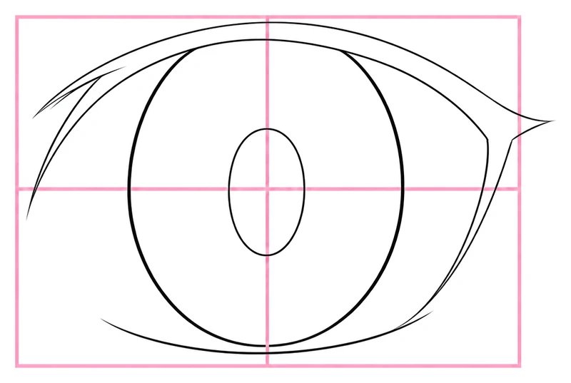 A tall oval iris with a small pupil oval inside the eye