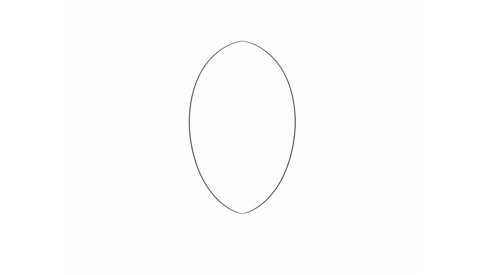 The first construction oval of the anime face lesson, with a red guide line