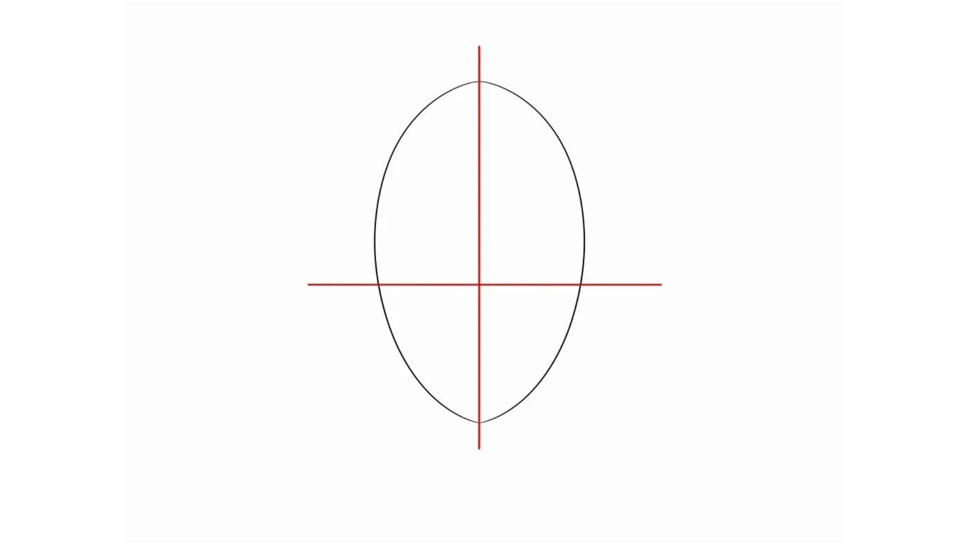 Step 1: oval and center cross construction from the lesson