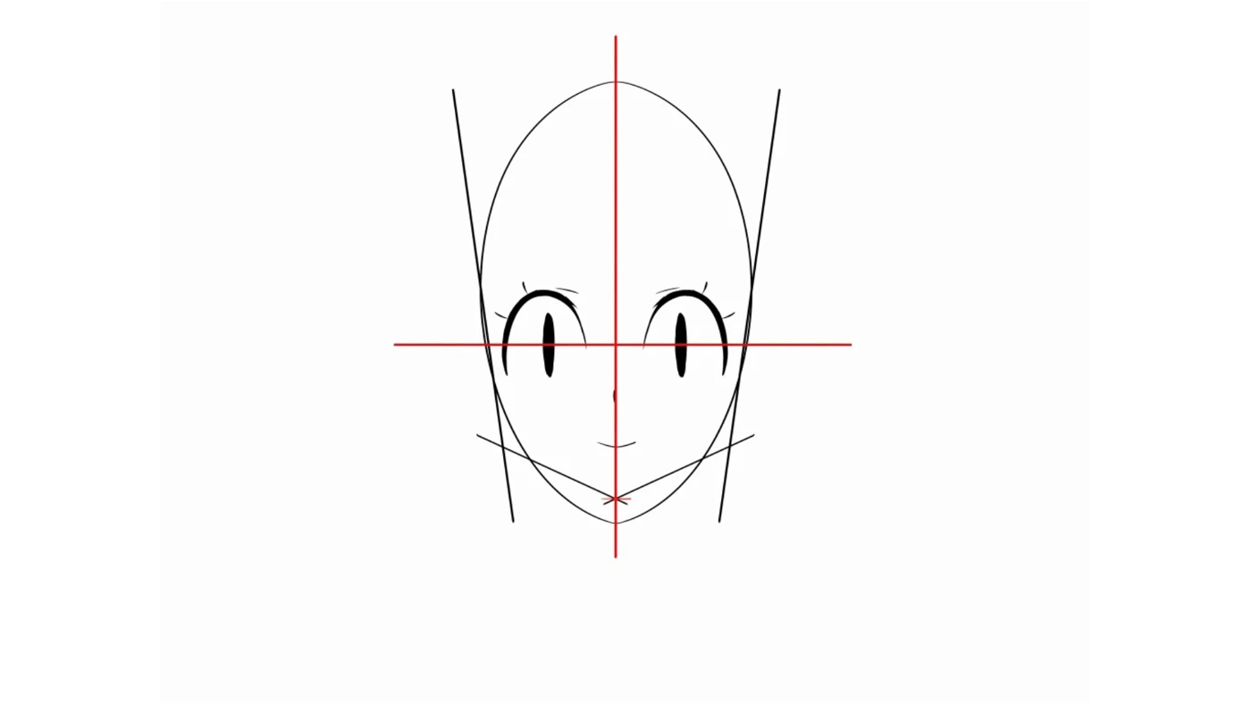 Step 2: eye placement on the guide line from the lesson