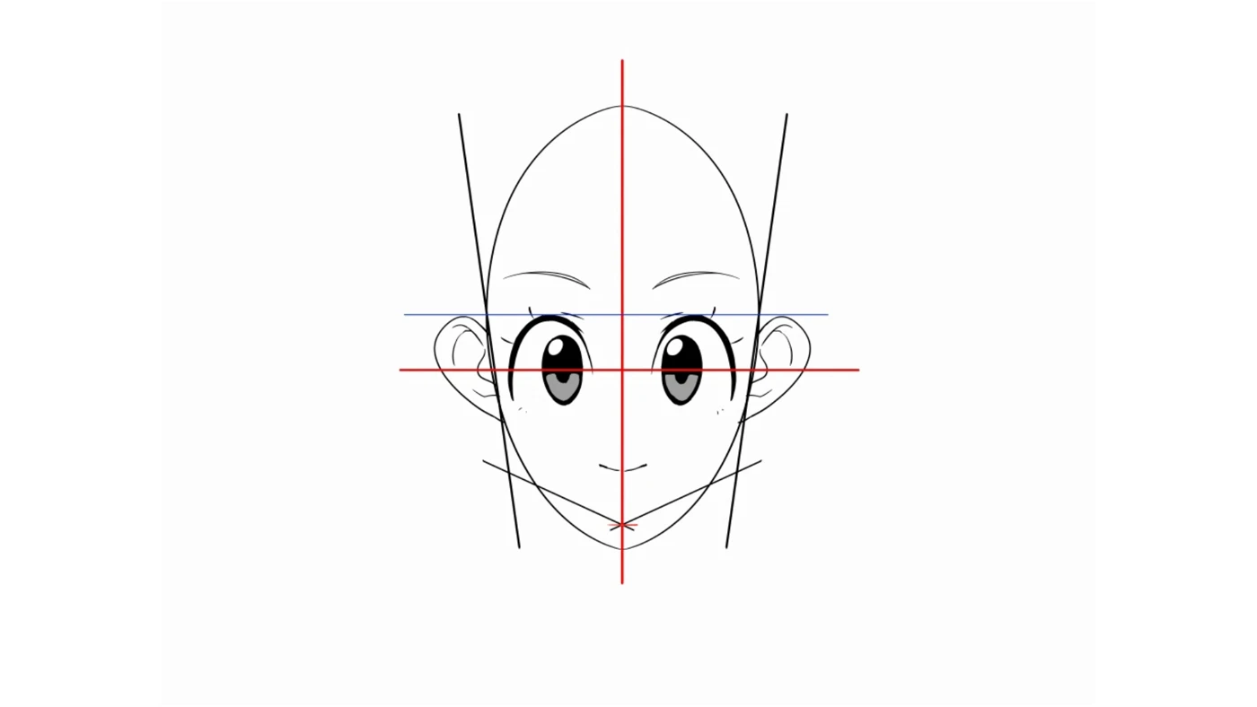 Step 3: nose and mouth on the center line from the lesson
