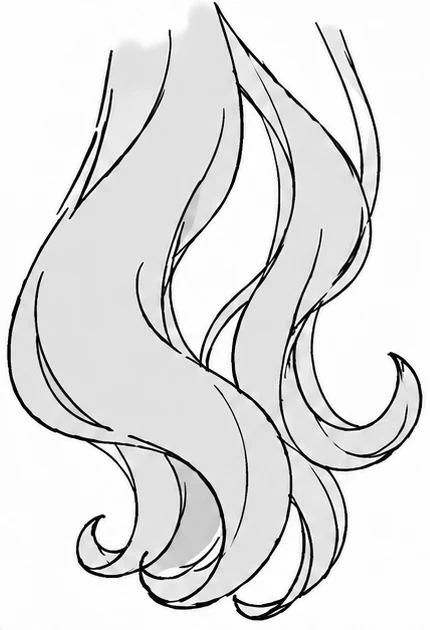 Good example: wavy hair tips with rounded curls and narrow strands, mixing thick and fine strands