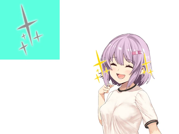 Anime girl winking with yellow sparkles around her