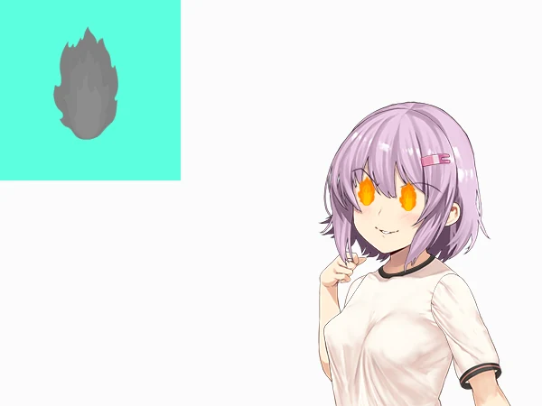 Determined anime girl with orange flames in her eyes