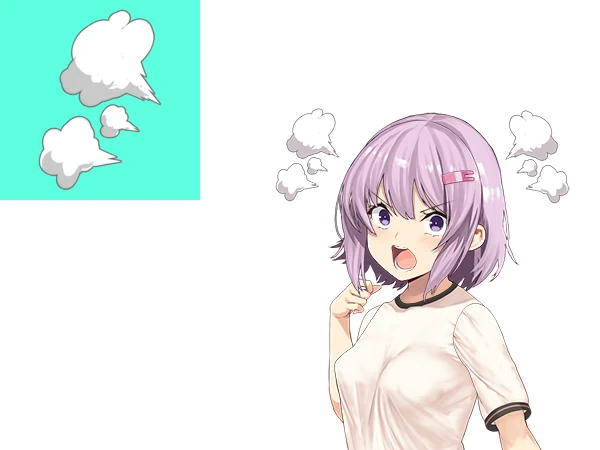 Pouting anime girl with puffs of steam coming off her head