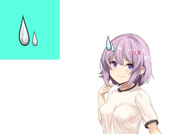 Uneasy anime girl with one sweat drop running down from her head