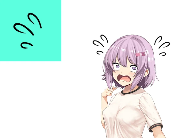 Panicking anime girl with sweat drops flying off her head