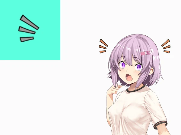 Surprised anime girl with three short lines on each side of her head