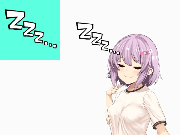 Sleeping anime girl with Zzz letters floating up from her head