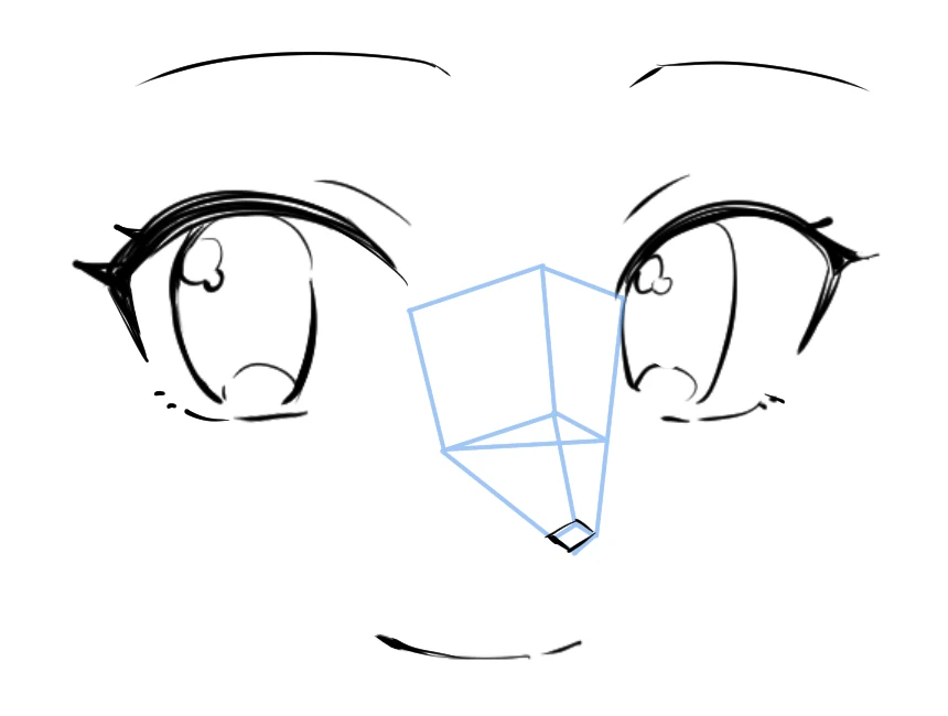 Stylized nose that only shows the part below the tip