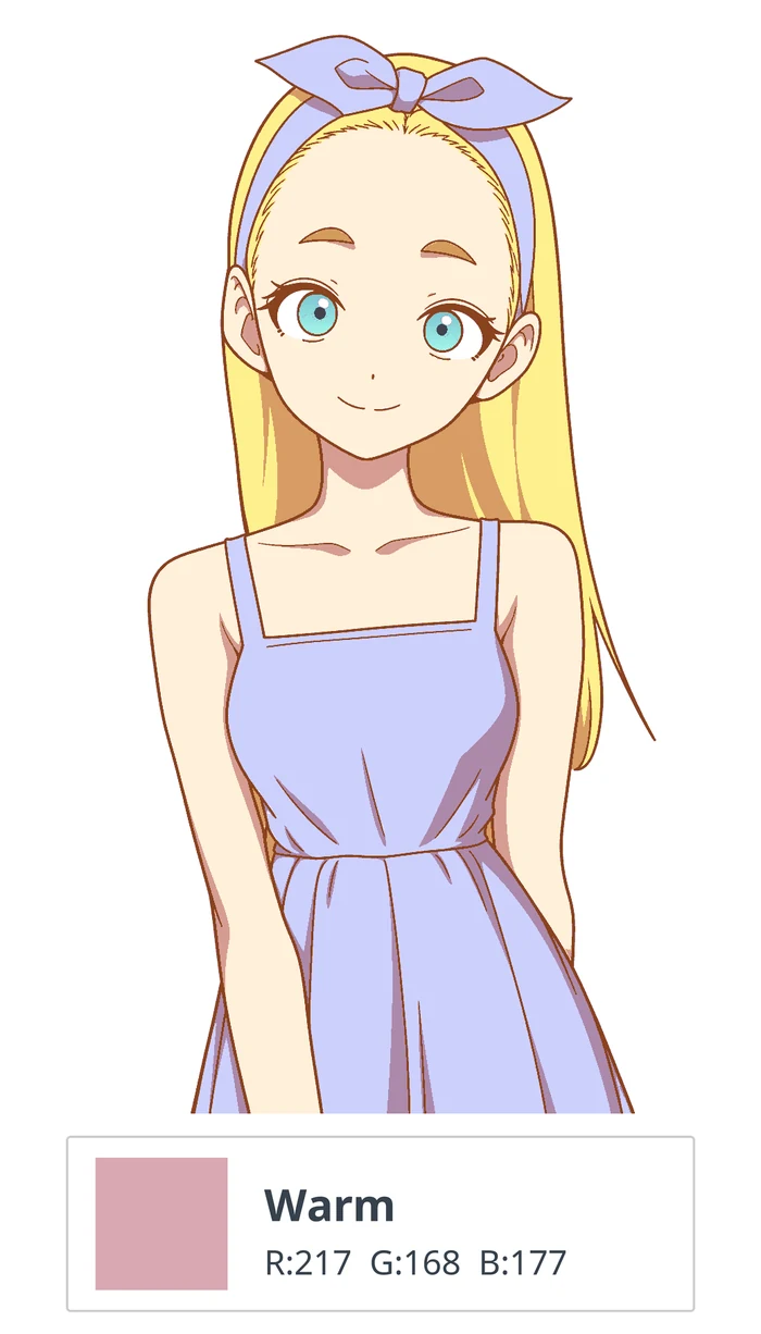 Anime girl with warm shadows, swatch R:217 G:168 B:177