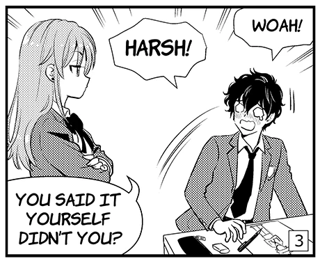Panel 3: Harsh! You said it yourself, didn't you?