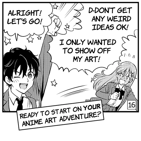Panel 16: Alright, let's go! Ready to start on your anime art adventure?
